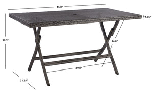 Safavieh AKITA Folding Table – Stylish Outdoor Dining with Umbrella Cutout, Durable Design & Easy Storage Grey PAT7503B