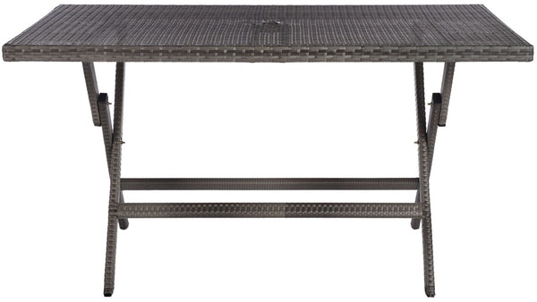 Safavieh AKITA Folding Table – Stylish Outdoor Dining with Umbrella Cutout, Durable Design & Easy Storage Grey PAT7503B