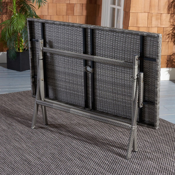 Safavieh AKITA Folding Table – Stylish Outdoor Dining with Umbrella Cutout, Durable Design & Easy Storage Grey PAT7503B