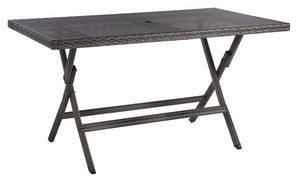 Safavieh AKITA Folding Table – Stylish Outdoor Dining with Umbrella Cutout, Durable Design & Easy Storage Grey PAT7503B