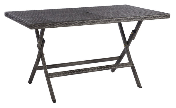 Safavieh AKITA Folding Table – Stylish Outdoor Dining with Umbrella Cutout, Durable Design & Easy Storage Grey PAT7503B