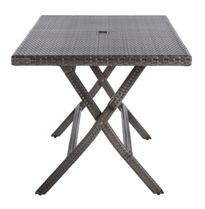 Safavieh AKITA Folding Table – Stylish Outdoor Dining with Umbrella Cutout, Durable Design & Easy Storage Grey PAT7503B