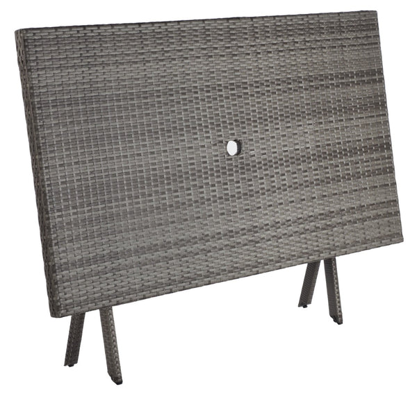 Safavieh AKITA Folding Table – Stylish Outdoor Dining with Umbrella Cutout, Durable Design & Easy Storage Grey PAT7503B