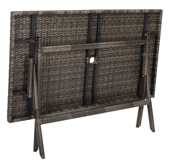 Safavieh AKITA Folding Table – Stylish Outdoor Dining with Umbrella Cutout, Durable Design & Easy Storage Grey Brown / White PAT7503C