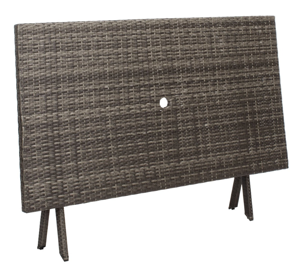 Safavieh AKITA Folding Table – Stylish Outdoor Dining with Umbrella Cutout, Durable Design & Easy Storage Grey Brown / White PAT7503C