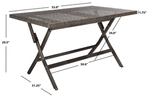 Safavieh AKITA Folding Table – Stylish Outdoor Dining with Umbrella Cutout, Durable Design & Easy Storage Grey Brown / White PAT7503C