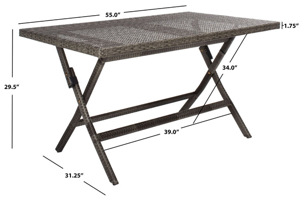 Safavieh AKITA Folding Table – Stylish Outdoor Dining with Umbrella Cutout, Durable Design & Easy Storage Grey Brown / White PAT7503C