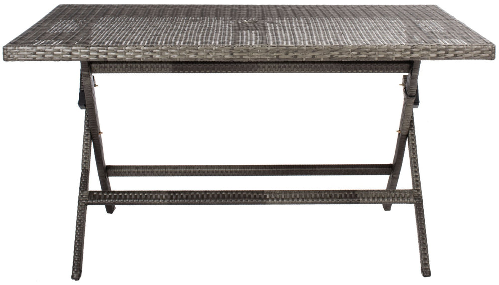Safavieh AKITA Folding Table – Stylish Outdoor Dining with Umbrella Cutout, Durable Design & Easy Storage Grey Brown / White PAT7503C