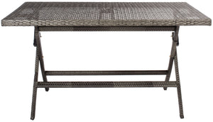 Safavieh AKITA Folding Table – Stylish Outdoor Dining with Umbrella Cutout, Durable Design & Easy Storage Grey Brown / White PAT7503C