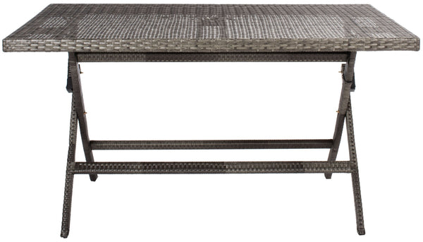 Safavieh AKITA Folding Table – Stylish Outdoor Dining with Umbrella Cutout, Durable Design & Easy Storage Grey Brown / White PAT7503C