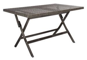 Safavieh AKITA Folding Table – Stylish Outdoor Dining with Umbrella Cutout, Durable Design & Easy Storage Grey Brown / White PAT7503C
