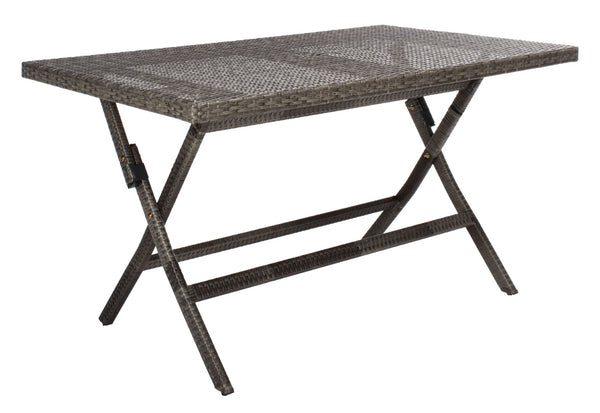 Safavieh AKITA Folding Table – Stylish Outdoor Dining with Umbrella Cutout, Durable Design & Easy Storage Grey Brown / White PAT7503C
