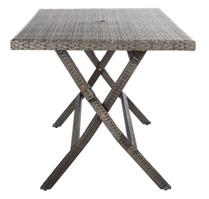 Safavieh AKITA Folding Table – Stylish Outdoor Dining with Umbrella Cutout, Durable Design & Easy Storage Grey Brown / White PAT7503C