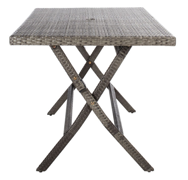 Safavieh AKITA Folding Table – Stylish Outdoor Dining with Umbrella Cutout, Durable Design & Easy Storage Grey Brown / White PAT7503C