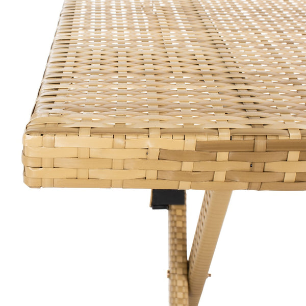 Safavieh AKITA Folding Table – Stylish Outdoor Dining with Umbrella Cutout, Durable Design & Easy Storage Natural / White PAT7503D