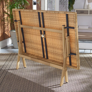 Safavieh AKITA Folding Table – Stylish Outdoor Dining with Umbrella Cutout, Durable Design & Easy Storage Natural / White PAT7503D