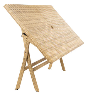 Safavieh AKITA Folding Table – Stylish Outdoor Dining with Umbrella Cutout, Durable Design & Easy Storage Natural / White PAT7503D