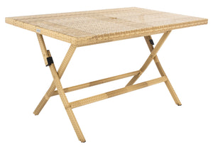 Safavieh AKITA Folding Table – Stylish Outdoor Dining with Umbrella Cutout, Durable Design & Easy Storage Natural / White PAT7503D