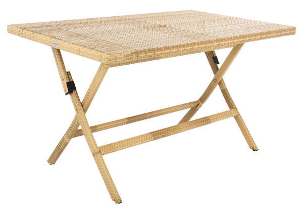 Safavieh AKITA Folding Table – Stylish Outdoor Dining with Umbrella Cutout, Durable Design & Easy Storage Natural / White PAT7503D