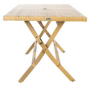 Safavieh AKITA Folding Table – Stylish Outdoor Dining with Umbrella Cutout, Durable Design & Easy Storage Natural / White PAT7503D