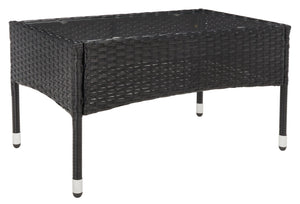 Safavieh ABDUL 4-Piece Outdoor Living Set with Stylish Woven Seats and Plush Cushions for Relaxing Comfort Black / Light Grey PAT7504E
