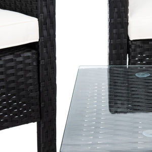 Safavieh ABOKA 4-Piece Outdoor Living Set for Stylish Patio Lounging, Durable Wicker Frame & Cushions Black / Beige PAT7505A