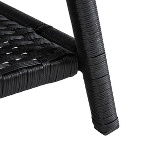 Safavieh ABOKA 4-Piece Outdoor Living Set for Stylish Patio Lounging, Durable Wicker Frame & Cushions Black / Beige PAT7505A