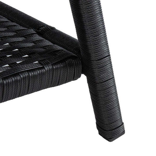 Safavieh ABOKA 4-Piece Outdoor Living Set for Stylish Patio Lounging, Durable Wicker Frame & Cushions Black / Beige PAT7505A