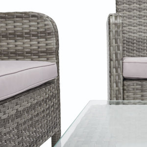 Safavieh ABOKA 4-Piece Outdoor Living Set for Stylish Patio Lounging, Durable Wicker Frame & Cushions Grey / Grey PAT7505B