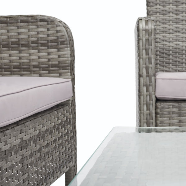 Safavieh ABOKA 4-Piece Outdoor Living Set for Stylish Patio Lounging, Durable Wicker Frame & Cushions Grey / Grey PAT7505B