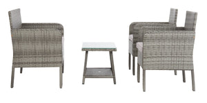 Safavieh ABOKA 4-Piece Outdoor Living Set for Stylish Patio Lounging, Durable Wicker Frame & Cushions Grey / Grey PAT7505B