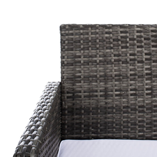 Safavieh ABOKA 4-Piece Outdoor Living Set for Stylish Patio Lounging, Durable Wicker Frame & Cushions Grey Brown / White PAT7505C