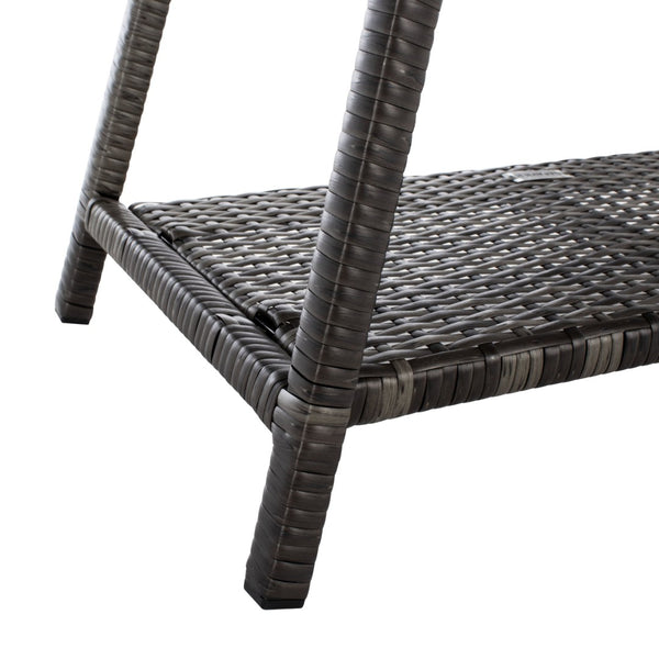 Safavieh ABOKA 4-Piece Outdoor Living Set for Stylish Patio Lounging, Durable Wicker Frame & Cushions Grey Brown / White PAT7505C