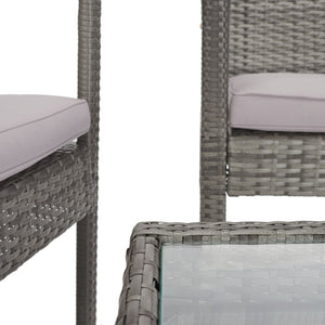 Safavieh BASSEY 4-Piece Outdoor Living Set - Tropical Resort Style with Durable Wicker Frames & Cushions Grey / Grey PAT7507B