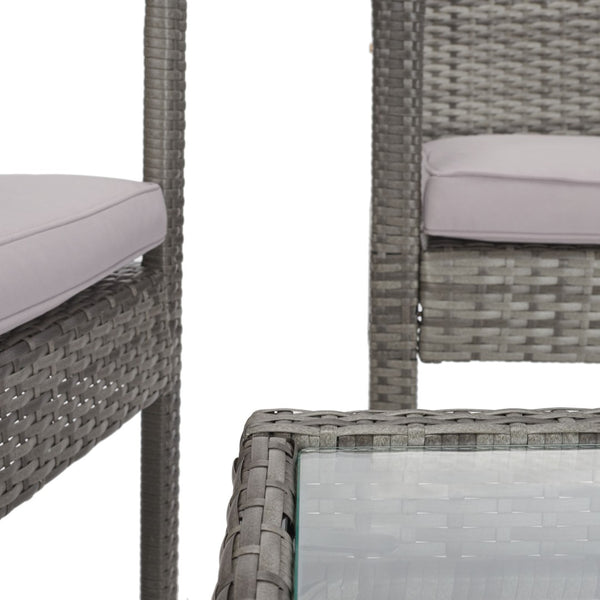 Safavieh BASSEY 4-Piece Outdoor Living Set - Tropical Resort Style with Durable Wicker Frames & Cushions Grey / Grey PAT7507B