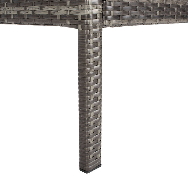 Safavieh BASSEY 4-Piece Outdoor Living Set - Tropical Resort Style with Durable Wicker Frames & Cushions Grey Brown / White PAT7507C