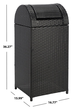Safavieh SERAPIS Trash Bin - Elegant Outdoor Waste Solution for Stylish Patios, Porches, and Gatherings Black PAT7511A