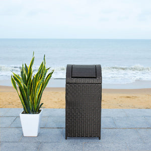 Safavieh SERAPIS Trash Bin - Elegant Outdoor Waste Solution for Stylish Patios, Porches, and Gatherings Black PAT7511A