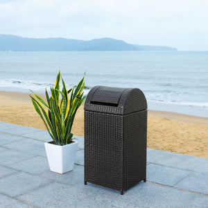Safavieh SERAPIS Trash Bin - Elegant Outdoor Waste Solution for Stylish Patios, Porches, and Gatherings Black PAT7511A