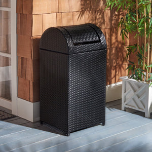 Safavieh SERAPIS Trash Bin - Elegant Outdoor Waste Solution for Stylish Patios, Porches, and Gatherings Black PAT7511A