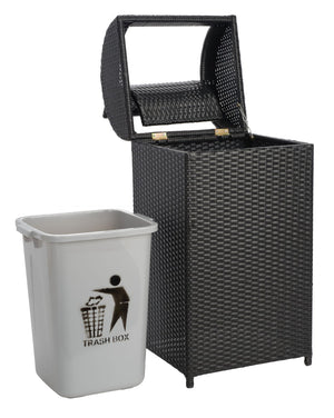 Safavieh SERAPIS Trash Bin - Elegant Outdoor Waste Solution for Stylish Patios, Porches, and Gatherings Black PAT7511A