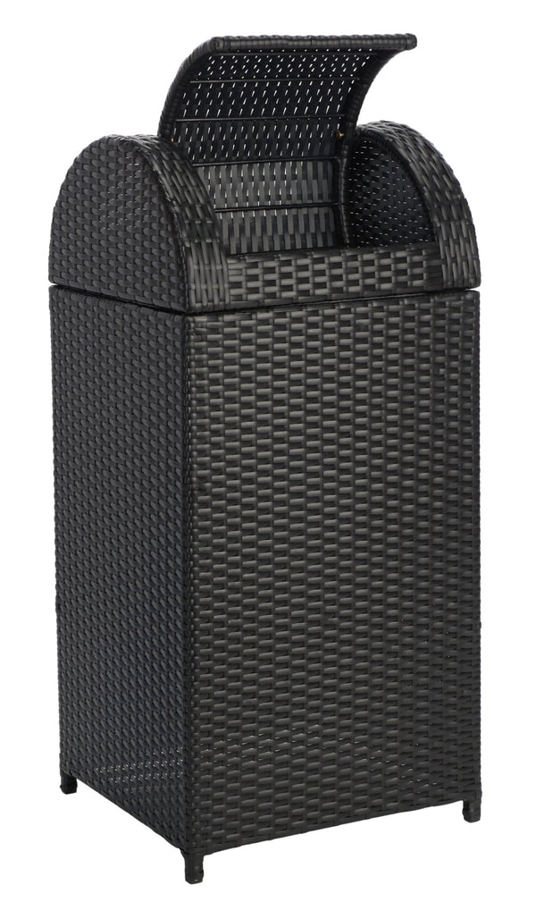 Safavieh SERAPIS Trash Bin - Elegant Outdoor Waste Solution for Stylish Patios, Porches, and Gatherings Black PAT7511A
