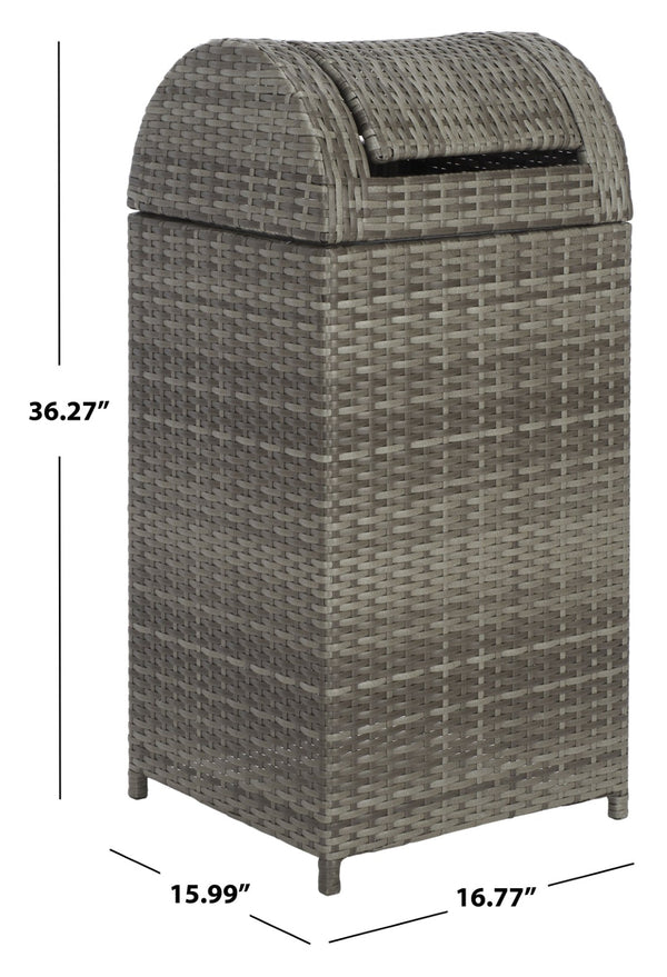 Safavieh SERAPIS Trash Bin - Elegant Outdoor Waste Solution for Stylish Patios, Porches, and Gatherings Grey PAT7511B