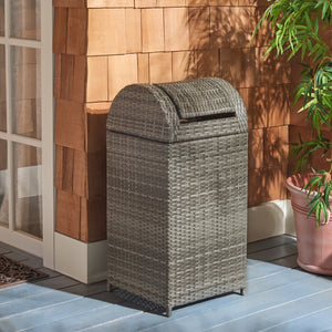 Safavieh SERAPIS Trash Bin - Elegant Outdoor Waste Solution for Stylish Patios, Porches, and Gatherings Grey PAT7511B