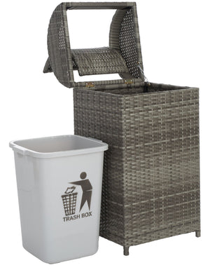 Safavieh SERAPIS Trash Bin - Elegant Outdoor Waste Solution for Stylish Patios, Porches, and Gatherings Grey PAT7511B