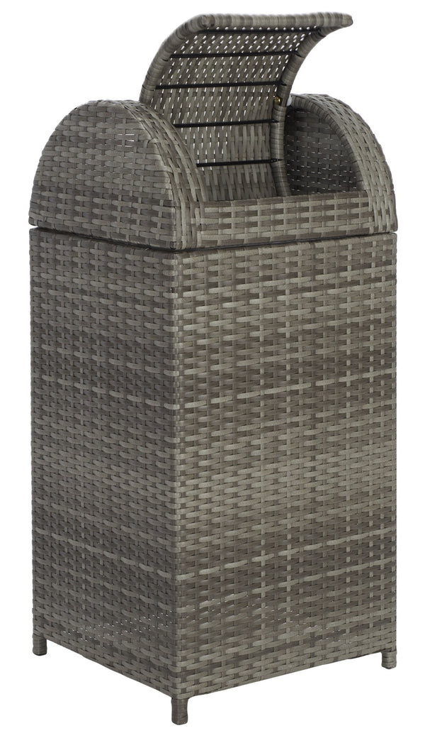 Safavieh SERAPIS Trash Bin - Elegant Outdoor Waste Solution for Stylish Patios, Porches, and Gatherings Grey PAT7511B