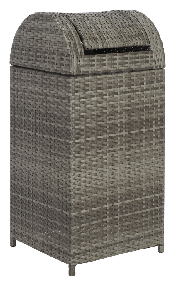 Safavieh SERAPIS Trash Bin - Elegant Outdoor Waste Solution for Stylish Patios, Porches, and Gatherings Grey PAT7511B