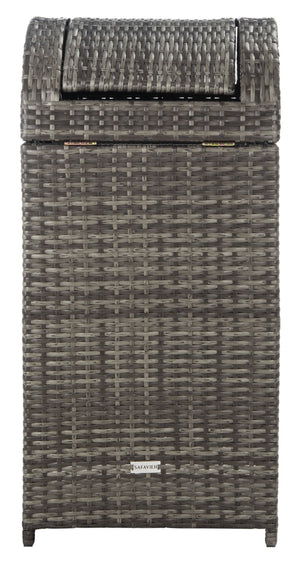 Safavieh SERAPIS Trash Bin - Elegant Outdoor Waste Solution for Stylish Patios, Porches, and Gatherings Grey Brown / - PAT7511C