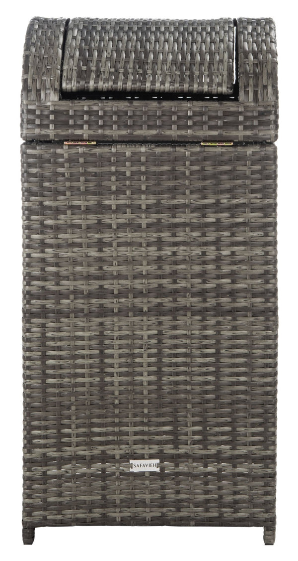 Safavieh SERAPIS Trash Bin - Elegant Outdoor Waste Solution for Stylish Patios, Porches, and Gatherings Grey Brown / - PAT7511C
