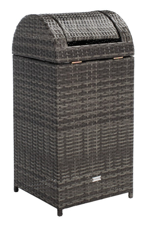 Safavieh SERAPIS Trash Bin - Elegant Outdoor Waste Solution for Stylish Patios, Porches, and Gatherings Grey Brown / - PAT7511C